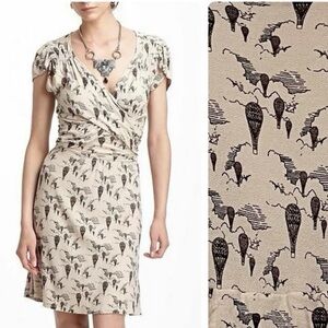 Anthropologie Leifnotes Up and Away Hot Air Balloon Printed Faux Wrap Dress - S